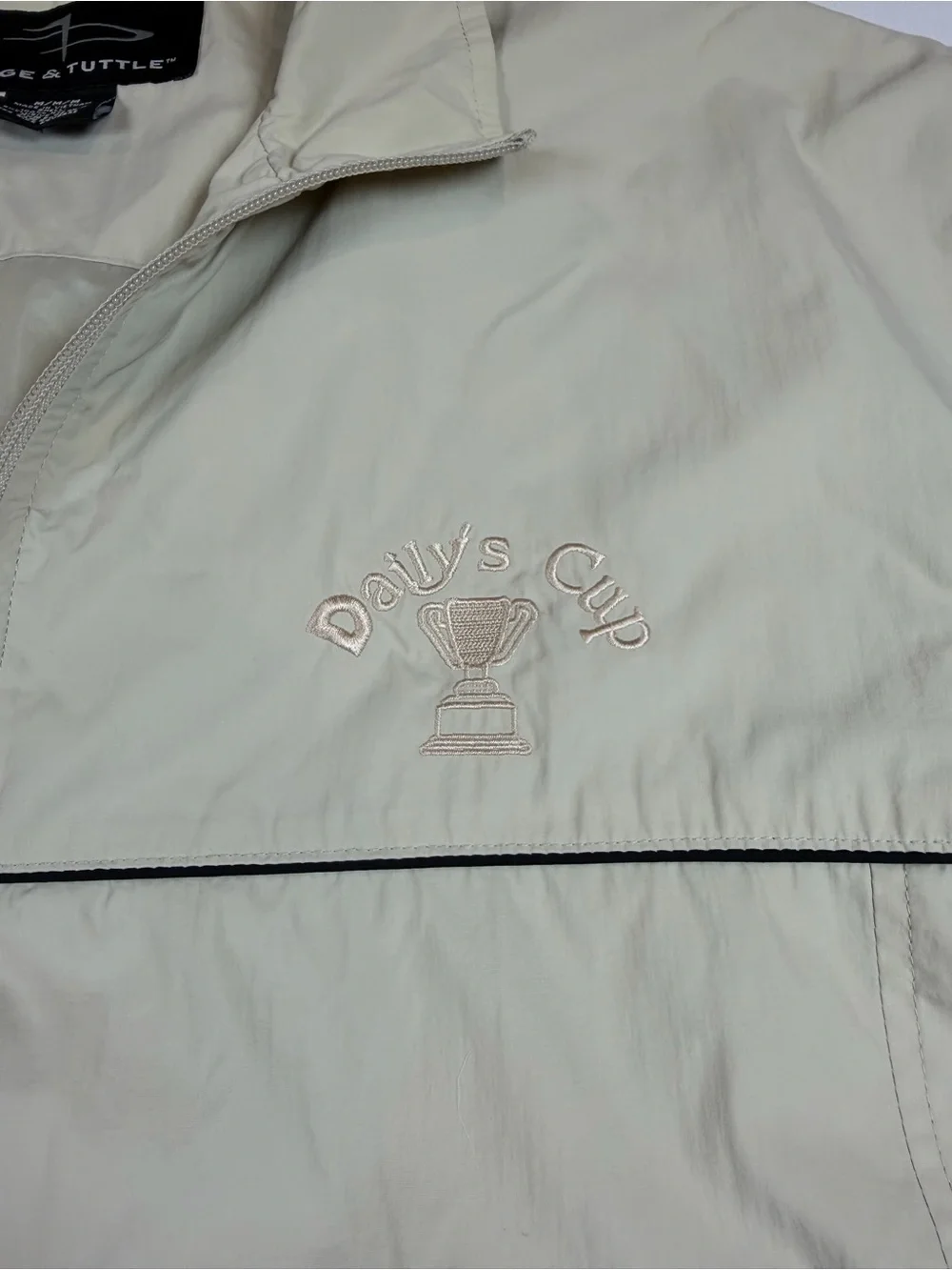 Page & Tuttle Men's Cream Lightweight Windbreaker Jacket Medium